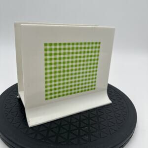 Vtg FESCO 4127 Green Gingham MCM Napkin Holder